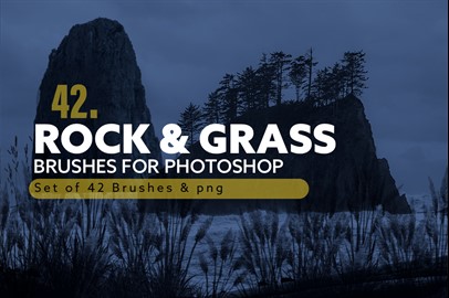 42 Rock and Grass Photoshop Brushes