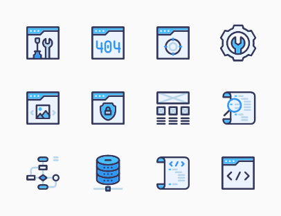 Web Design Development Filled Outline