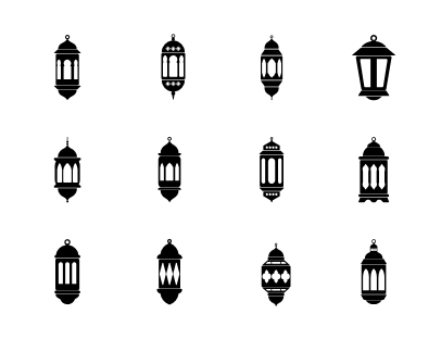Ramadan Lantern Black Glyph