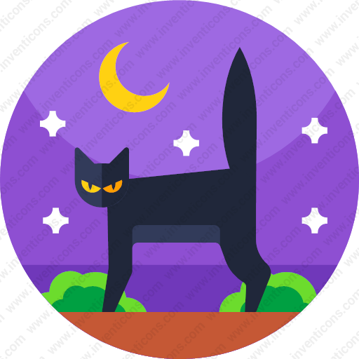 black cat and crescent moon - svg logo icon set