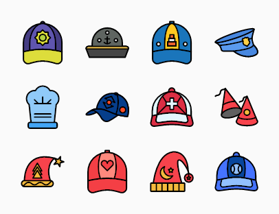 Download Caps Collection Vector Icons | 20 premium icons on Inventicons