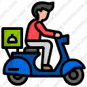 Food delivery Filled outline MOTORBIKE shipping and delivery dish delivery meal