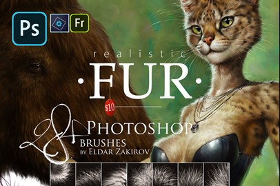 Realistic FUR: 28 Brushes for Adobe Photoshop