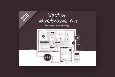 Vector Wireframe Kit For Mobile And Web Apps!  Mockup / Template