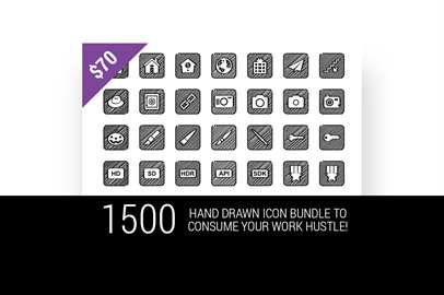1500 Hand Drawn Icon Bundle To Consume Your Work Hustle!