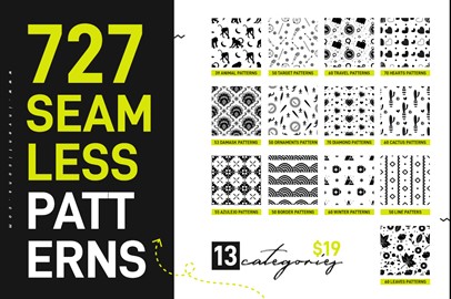 Bundle of 727 Diverse Seamless Patterns