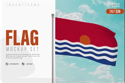 26 Realistic 3D Flag Mockups