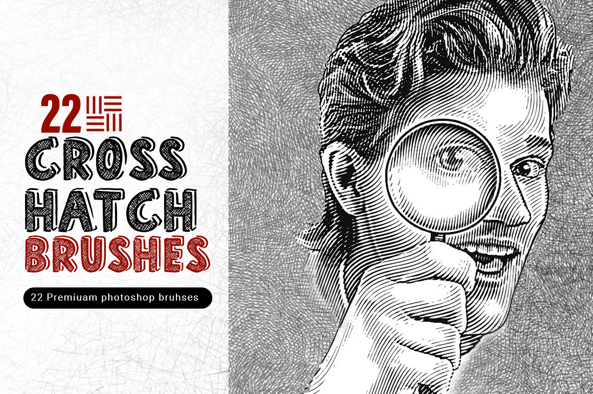 Set of 22 Crosshatch Brushes for Photoshop