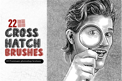 Set of 22 Crosshatch Brushes for Photoshop