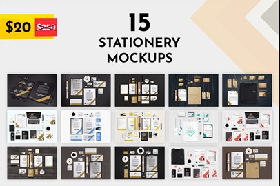 Bundle of 15 Branding Stationery Mockups