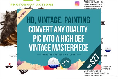 Vintage Bundle - 27 Amazing Photoshop Actions and Vectors