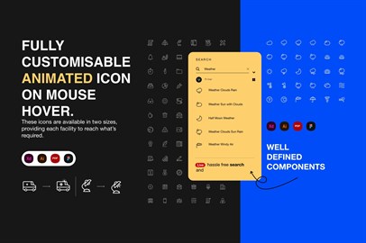 1000+ Fully Animated icon on mouse Hover