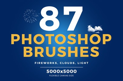 87 Photoshop Brushes - Fireworks, Clouds, Light