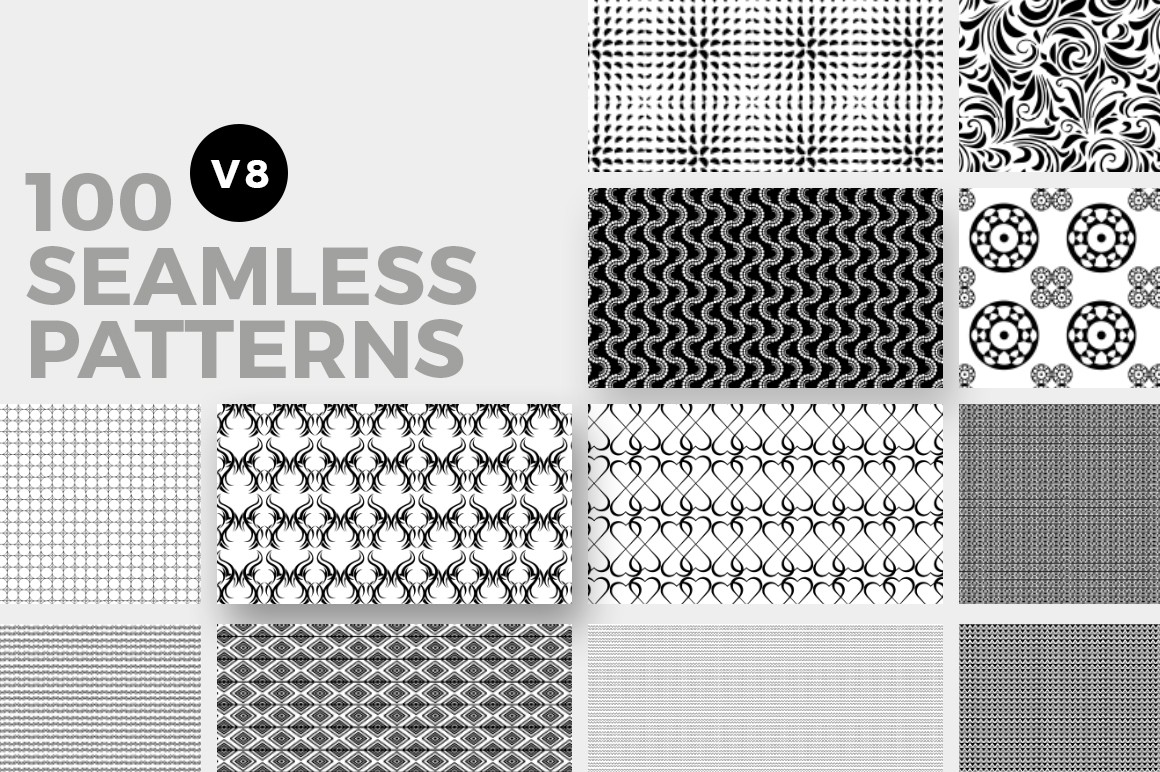100 Seamless Photoshop Patterns - V8 | Inventicons