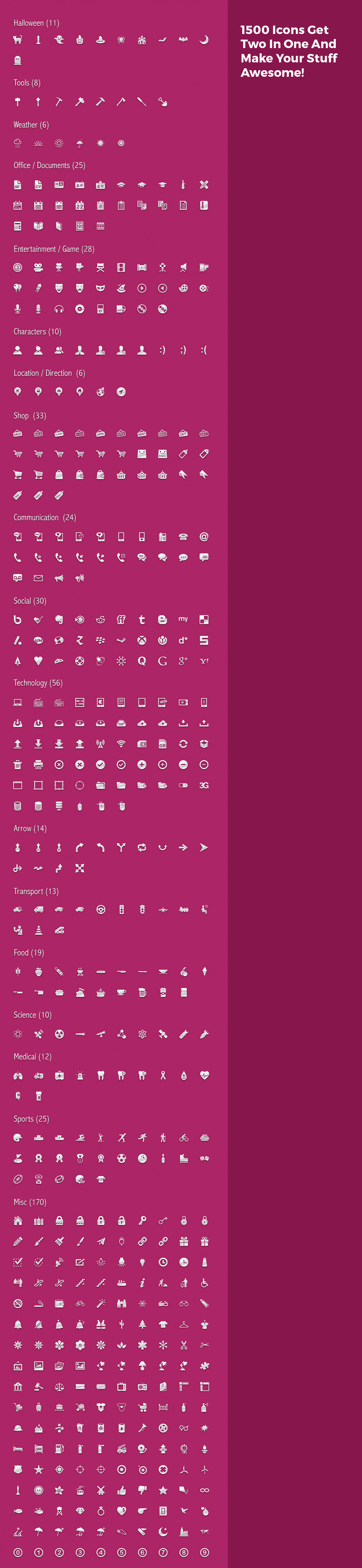 1500 Icons Get Two In One And Make Your Stuff Awesome! Price: $70