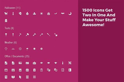 1500 Icons Get Two In One And Make Your Stuff Awesome! Price: $70